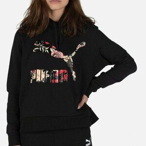 PUMA Trend AOP Logo Floral Hoodie Cotton Black